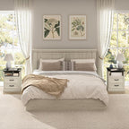 CARPETNAL Farmhouse Dresser and Nightstand Sets for Bedroom, 4 Pcs Bedroom Set, 5 Drawer & 8 Drawer Dresser and Nightstand Set of 2, Wood Chest of Drawers for Living Room, Entryway, White