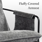 Modern Accent Chair Comfortable Living Room Chairs with Armrests, Bedroom Reading Chair, Chenille Upholstered Lounge Metal Chair