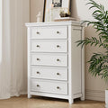 BLANKSPACE White Dresser, 5 Chest Drawer Dresser for Bedroom, Large Capacity Wood Cabinet for Bedroom, Modern Nightstand, Closets, Hallway