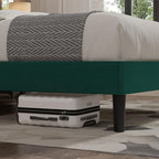 VECELO Queen Size Bed Frame with Upholstered Headboard, Velvet Platform Bedframe Mattress Foundation, Strong Wood Slat Support, No Box Spring Needed,Green