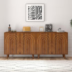 63" Sideboard Buffet Cabinet Set of 2, Modern Accent Cabinet with Carving Lines, Decorative Storage Cabinets for Bedroom Living Room Kitchen Office and Hallway (Walnut, 2)