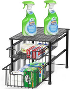Simple Houseware Stackable 2 Tier Basket Drawer, Black
