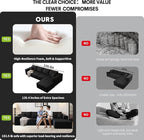 135.4" Cloud Sectional Couch with L-Shape Chaise,Modern Modular Sofa with Deep Seat, Upholstered Couches for Living Room Bedroom Apartments,No Assembly Required, (Black,Right Facing Chaise)