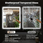 WTTY 32"X36" LED Bathroom Mirror with Black Frame, Bathroom Vanity Mirror with Lights for Wall, Front Light and Backlit, Anti-Fog, Dimmable, 3 Colors, Shatterproof, Memory, Horizontal/Vertical