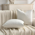 FUTEI Cream Velvet Throw Pillow Covers 18x18 Inch Set of 2,Soft Embossed Leaf-Relief Textured Cushion Cases,Natural Home Decor for Couch Living Room