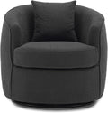 Swivel Accent Chair, Modern Upholstered Boucle Barrel Arm Chairs with Pillow for Living Room, 360 Degree Round Swivel Sherpa Armchair with Round Base for Bedroom Club (1, Dark Grey)