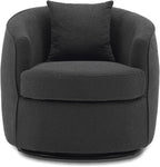 Swivel Accent Chair, Modern Upholstered Boucle Barrel Arm Chairs with Pillow for Living Room, 360 Degree Round Swivel Sherpa Armchair with Round Base for Bedroom Club (1, Dark Grey)