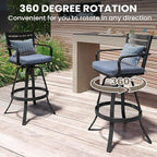 Pellebant Patio Swivel Barstools Set of 6, Aluminum 29.5" Outdoor Bar Height Stool Chairs with Back & Footrest,Rust-Proof Tall Patio Bar Stools for Deck Lawn Garden,Spectrum Denim