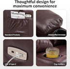 MCombo Large Dual Motor Power Lift Recliner Chair for Elderly, Massage and Heat, Lay Flat, Zero Gravity, Home Button, USB Port, Faux Leather 7680 (Light Brown, Large)