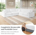 Modular Sectional Sofa Cloud Couch,Down Filled Comfy Cloud Modern Sofa,White Linen V Shape 5 Seater Oversized Couch Cushion Covers Removable for Living Room