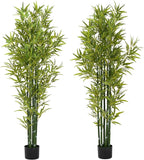 Christopher Knight Home Alene Set of 2 72''H Artificial Tree Indoor, Artificial Bamboo Tree with Nursery Pot, Faux Tree with Black Plastic Pot for Living Room, Artificial Plant for Home Decor, Green