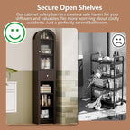 70" Tall Bathroom Storage Cabinet with Acrylic Door，Narrow Storage Cabinet with Drawer Adjustable Shelves, Modern Arched Design Bathroom Cabinet for Bathroom, Living Room, Kitchen, Espresso
