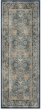 RUGGABLE x Morris & Co Machine Washable Runner Rug – Honeysuckle & Tulip Blue 2.5x7, Stain-Resistant, Non-Slip – Washable Rug for Hallway, Entryway, Living Room & Kitchen–with Cushioned Pad