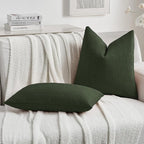 FUTEI Christmas Dark Green Chenille Decorative Throw Pillow Covers 20x20 Inch Set of 2,Soft Cozy Striped Geometric Patterns Cushion Cases,Modern Home Decor for Couch Bed Living Room