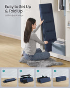 SONGMICS MAZIE Collection - 43 Inches Folding Storage Ottoman Bench, Ottoman Foot Rest, End of Bed Bench, Storage Chest, Load 660 lb, for Living Room, Bedroom, Entryway, Midnight Blue ULSF77IN