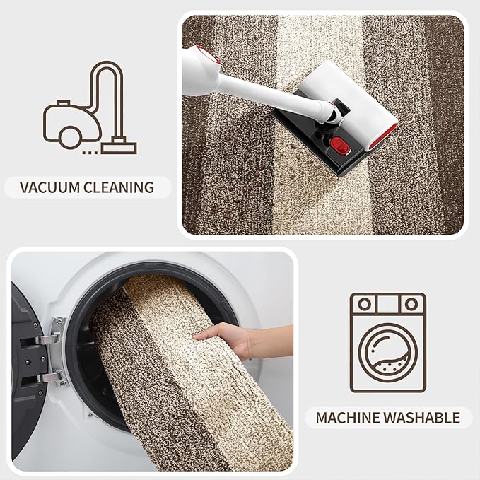 Kitinjoy Indoor Outdoor Door Mat, 40x32 Non-Slip Absorbent Dirt Trapper, Low-Profile Washable Inside Entrance Front Floor Mat, Sturdy Soft Entry Doormats for Entryway, Light Brown