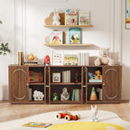 63'' Fluted Sideboard Buffet Cabinet with Storage and 6 Doors, Low Storage Cabinet Modern Wooden Accent Credenza Console Table for Kitchen Dining Living Room Entryway, (63"W*15.75"D*21.4"H) Walnut