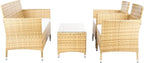SAFAVIEH Outdoor Collection Bandele Natural/White Cushion 4-Piece Conversation Patio Set PAT7506D