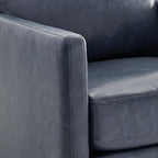 CHITA Swivel Accent Chair, Faux Leather FSC Certified Mid Century Modern Arm Chair for Living Room and Bedroom, Fully Assembled, Navy Blue