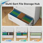 DEVAISE 4 Drawer Lateral File Cabinet with Lock, Metal Filing Cabinets for Home Office, 16" D x 35" W x 52" H Wide Storage Organization for Hanging Files Letter/A4/Legal/F4 Size, White