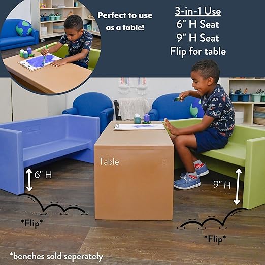 Children's Factory Adapta-Bench, CF910-056, Fern, Kids Flexible Seating, Classroom, Preschool and Daycare Furniture, Indoor or Outdoor Toddler Chairs