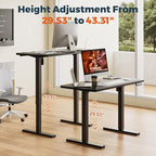 One-Piece Standing Desk 47 x 24 Inches, Small Adjustable Height Desk， Electric Sit Stand Desks Home Office Computer Workstation, Black
