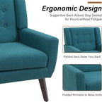 Accent Chair, Modern Fabric Armchair for Living Room, Comfy Upholstered Arm Chair Tufted for Indoor Bedroom Office Room (Light Blue)