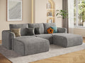 EASE MOOSE Cloud Couch Sectional Sofa, Large U-Shaped Oversized Modular Couch for Living Room, Minimalist Boneless Couches with Ottoman, 5-Seat Deep Sofas for Bedroom, Chenille (Light Grey)
