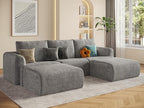 EASE MOOSE Cloud Couch Sectional Sofa, Large U-Shaped Oversized Modular Couch for Living Room, Minimalist Boneless Couches with Ottoman, 5-Seat Deep Sofas for Bedroom, Chenille (Light Grey)