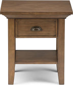 SIMPLIHOME Redmond SOLID WOOD 19 inch Wide Square Transitional End Side Table in Rustic Natural Aged Brown for the Living Room and Bedroom