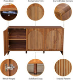 59" Sideboard Buffet Cabinet with Storage, Wood Arched TV Console Storage Cabinet with 3 Doors and Adjustable Shelf, Large Curved Accent Cabinet for Living Room Hallway Kitchen Dining Room, Walnut
