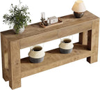 Tribesigns 63-Inch Console Table with 2 Drawers, 2-Tier Wooden Sofa Table Behind Couch, Farmhouse Entryway Console with Storage Shelf & Sturdy H-Shaped Legs for Living Room, Entrance, Hallway