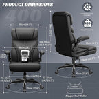 Office Chair, Ergonomic Big and Tall Computer Desk Chairs, Executive Breathable Leather Chair with Adjustable Flip-up Armrests, Lumbar Support Swivel PC Chair with Rocking Function