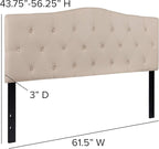 BizChair Tufted Upholstered Queen Size Headboard in Beige Fabric