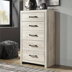 Signature Design by Ashley Cambeck Industrial 5 Drawer Chest with Safety Stop, Whitewash