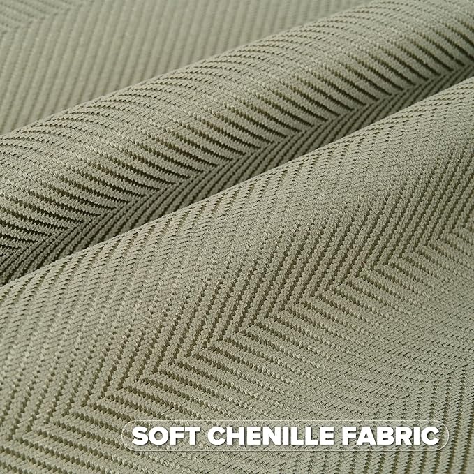 FUTEI Sage Green Chenille Throw Pillow Covers 26x26 Inch Set of 2,Soft Wide Chevron Textured Euro Pillow Shams,Farmhouse Home Decor for Couch Bed Living Room