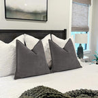 ZWJD Rustic Gray Pillow Covers 22x22 Set of 2 Chenille Throw Pillow Covers with Elegant Design Soft and Luxurious Decorative Throw Pillows for Couch, Bed, and Home Decor