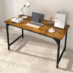 StarGraph Home Office Desks 55 Inch Large Office Desk with Sturdy Metal Frame Modern Computer Desk Gaming Study Writing Work from Home Desks, Rustic Brown