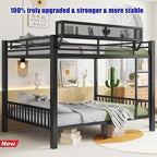 Higher Quality & Stronger Heavy Duty Industrial Style Metal Queen Over Queen Bunk Bed, Thickened More Stable Black Steel Bunkbed Bunk Queen Bed (Easier to Assemble)