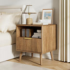 LYNSOM Fluted Dresser and Nightstand Sets 2 Piece, 1-Drawer Nightstands and 6-Drawers Dresser, Wood Bedroom Furniture Set for Home, Bedroom, Hallway, Natural Oak