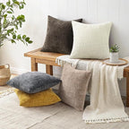 decorUhome Dark Grey Chenille Throw Pillow Covers 22x22 Set of 2 Thick Textured Slubby Couch Pillow Covers Farmhouse Accent Modern Neutral Decorative Pillow Cases for Bed Sofa Living Room