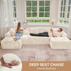 131'' Cloud Sectional Couches with Chaise Lounge, U-Shaped No Assembly Required Deep Seat Modular Sofa for Living Room 1PCS, Bedroom