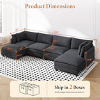 Vesgantti 143" U Shaped Sectional Modular Couch, Comfy Corduroy Upholstered Modular Cloud Sofas for Living Room, Modern Sectional Sofa with 2 Ottoman Deep Seat, Dark Grey