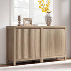 SICOTAS Sideboard Buffet Cabinet with Storage, Fluted Credenza Console Cabinet with Adjustable Shelves, Farmhouse Coffee Bar Storage Cabinets for Kitchen, Living Room, Entryway, Light Oak, 2 PCS