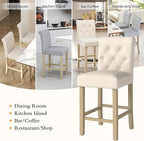 GOTMINSI 24" Bar Stools Set of 2 for Kitchen Island Upholstered Counter Height Bar Stools with Button Tufted Decoration Barstools Home Kitchen Island Wooden Bar Chairs Beige