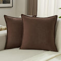 FUTEI Brown Chenille Throw Pillow Covers 16x16 Inch Set of 2,Edges Double-Stitched Cushion Cases,Modern Home Decor for Couch Living Room