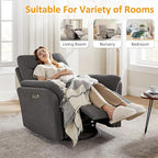 VANOMi Power Recliner Chair Swivel Glider, Electric Rocking Recliner Chairs with USB and Type-C Ports, Nursery Chair Recliner for Office, Living Room, Bedroom（Dark Gray）