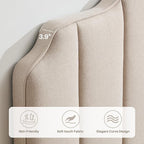 King Size Headboard Light Brown Upholstered Headboard Adjustable Height&Width Linen Headboards Modern Vertical Channel Design Bed Head Board, Light Brown