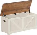VASAGLE Storage Chest, Storage Bench with 2 Safety Hinges, Farmhouse Style, 15.7 x 39.4 x 18.1 Inches, for Entryway, Bedroom, Living Room, Honey Brown and Rustic White ULSB060WJ01S