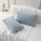 FUTEI Pack of 2 Dusty Blue Decorative Throw Pillow Covers 12x20 Inch Soft Cozy Solid Boucle Textured Lumbar Pillow Cases,Modern Home Decor for Couch Bed Living Room
